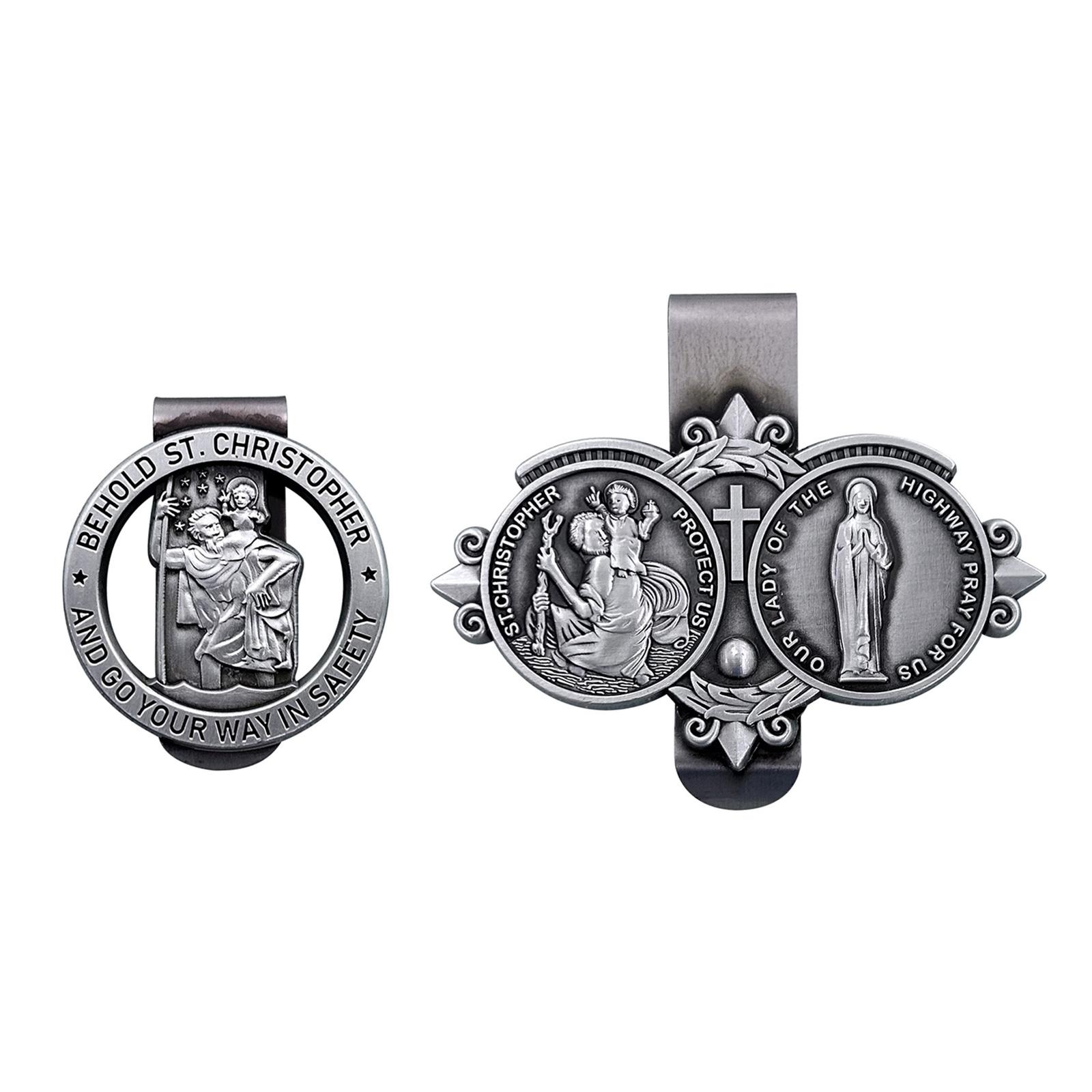 

Catholic Driver s Prayer Medal Clip Saint Christopher and Child Jesus Travel Visor Clip Catholic Car Accessory