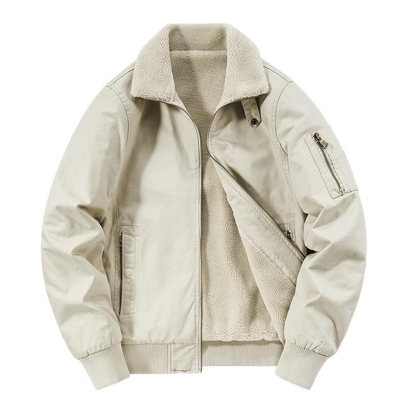 Men's Winter Plus Velvet Pilot Jacket Coat - Thickened Large Size Workwear Lapel Cotton Jacket