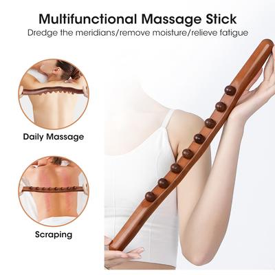 Handheld Wood Massage Roller Stick for Lymphatic Drainage Fascia Blaster Cellulite Massager for Neck Back Waist Leg