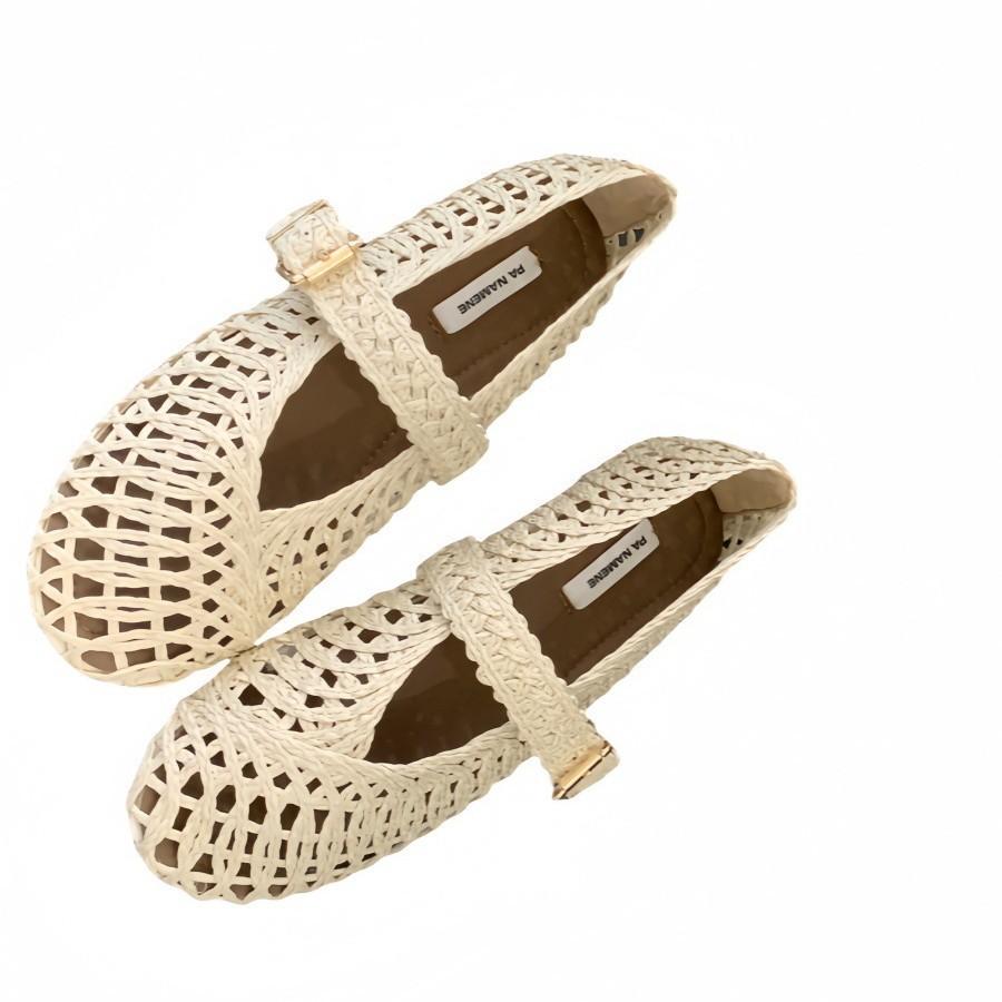 Spot~ Spring and summer new woven hollow Mary Jane ballet shoes fashionable versatile shallow mouth flat sole shoes women