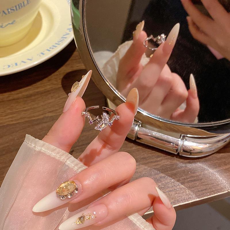 Elegant Niche Micro-Inlaid Zircon Butterfly Ring – Women's Trendy Open Design Index Finger Accessory