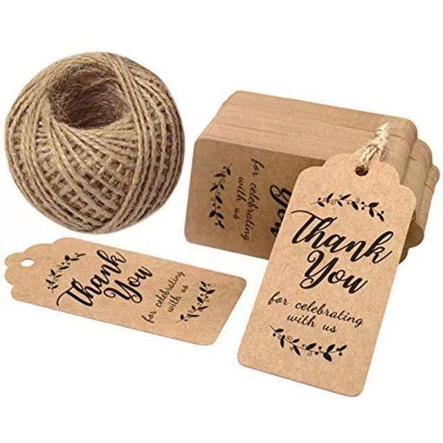 Geschenkanhänger: 100er-Pack Kraftbraun, Weiß & Schwarz 'Danke'-Etiketten für Partys & Hochzeiten