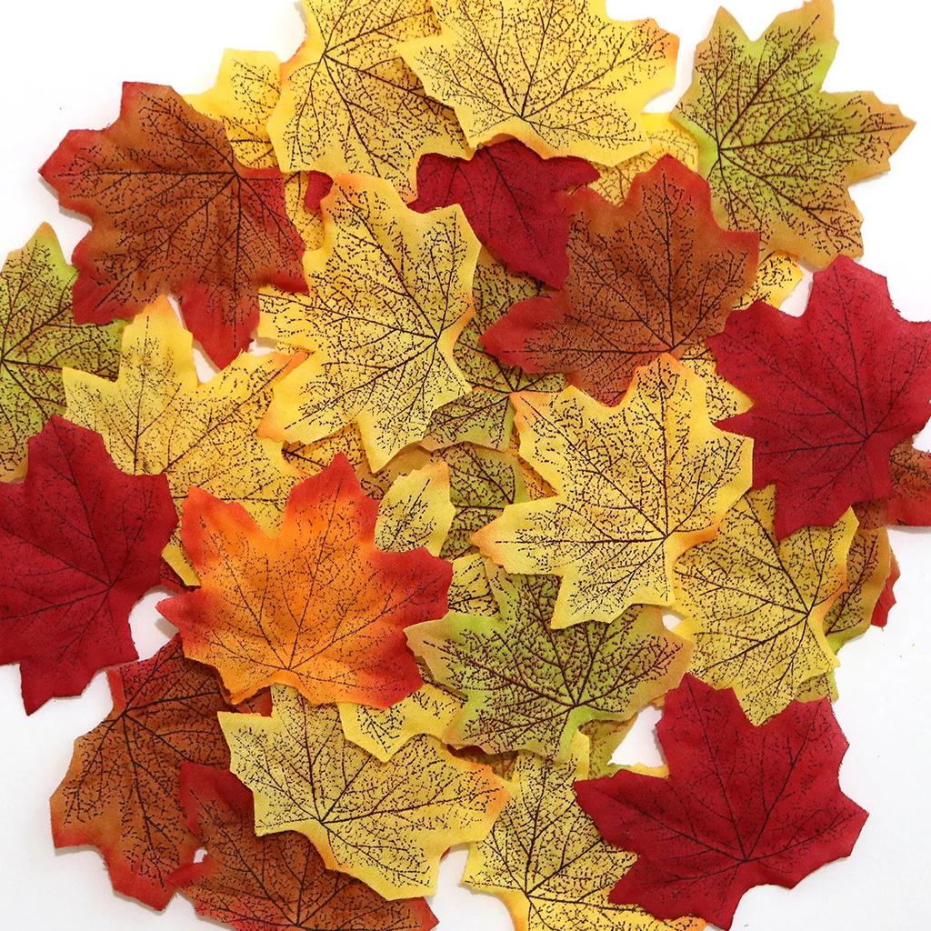 40pcs Autumn Thanksgiving Decoration Simulation Maple Leaf Autumn Home Decoration Colorful Leaf Courtyard Festival Decoration