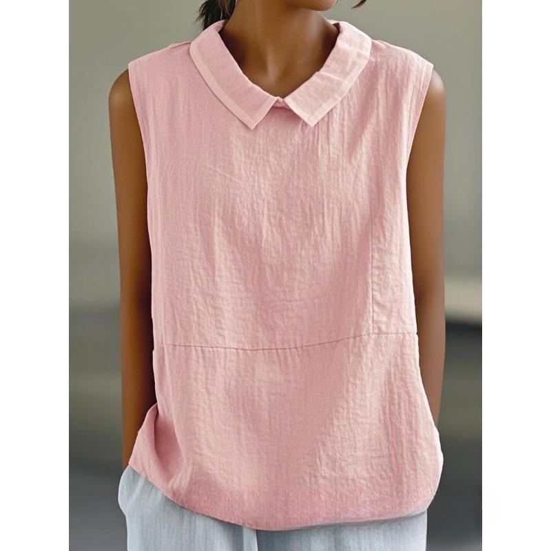 Loose Tops Sleeveless Cotton and Linen Women’s Blouses & Shirts