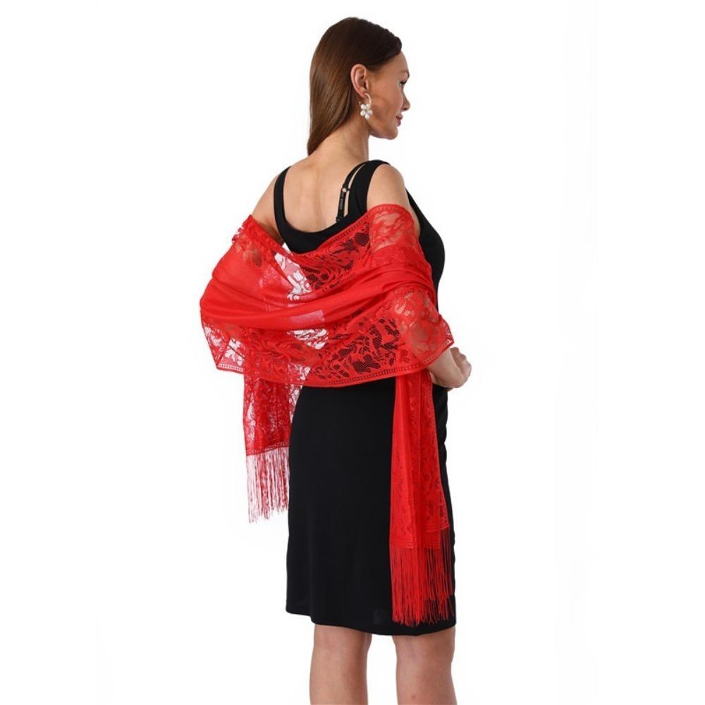 Solid Color Lace Shawl Hollow Tulle Shawl Wedding Accessories Fashion Scarf Cosplay