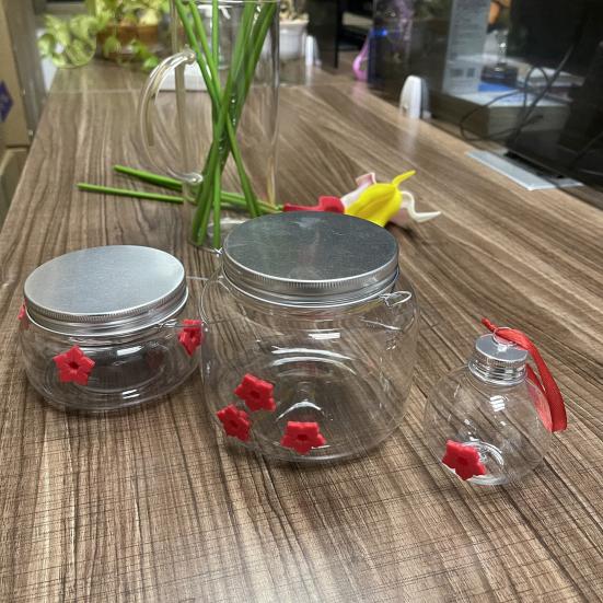 Bird Feeder Hanging Wide Opening Leak-free Flower Feeding Jar Strong Toughness 1/3/4 Flower Hummingbird Feeder Garden Supplies