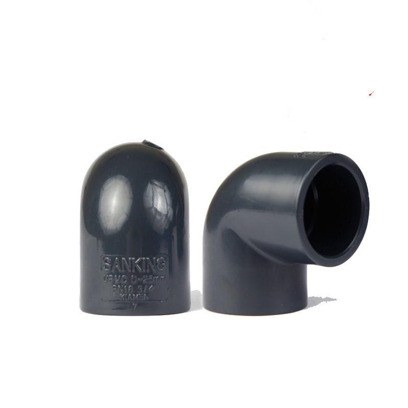 

3cm PVC 90-Degree Elbow Fitting for Aquariums, UPVC Right-Angle Gray Plastic Water Pipe Dark Gray 90° Elbow ID 20mm
