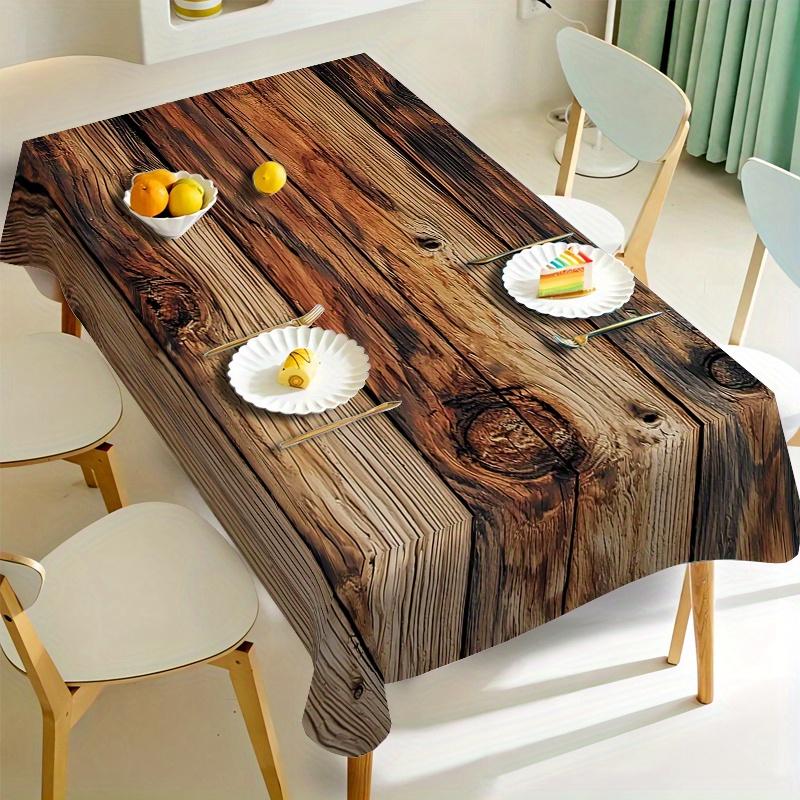 Rustic Wooden Pattern Tablecloth, Rectangular Polyester Table Cover, Festive Party Decor For Home, Coffee Table, All-Season Use