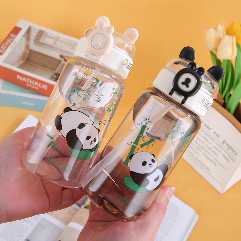 Water bottle creative cartoon children's water cup outdoor portable straw cup summer student high value accompanying cup manufacturer
