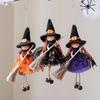 Hangable Witch Doll Ornament | Halloween Small Witch Figurine With Gauze Skirt,Sorceress Doll With Broom,Halloween Hanging Decor