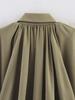 European and American Women's Loose Puff Sleeve Bomber Jacket with Turn-Down Collar