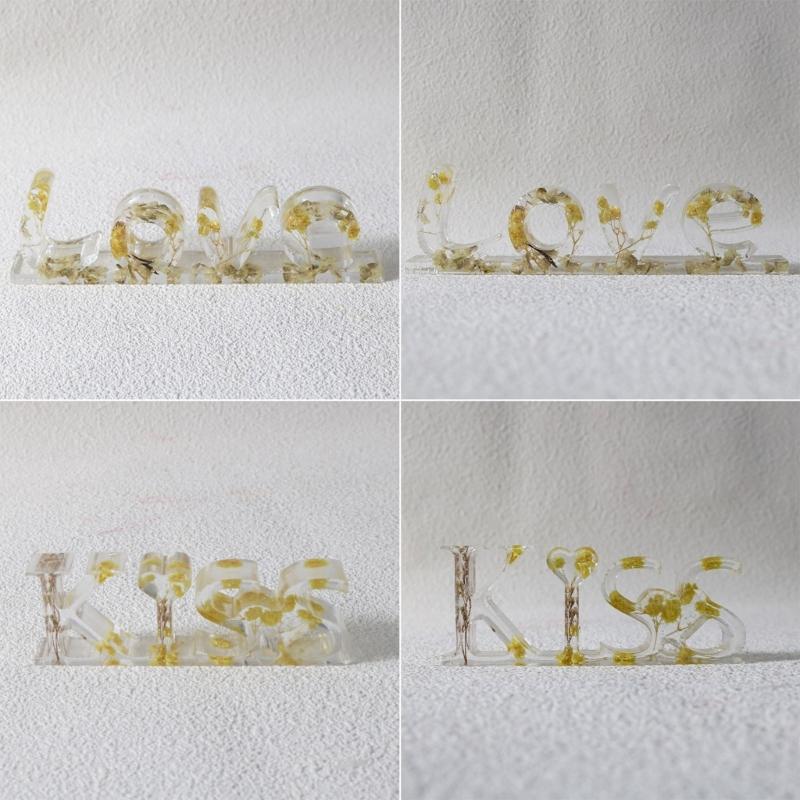 Letters Resin Mold DIY Crafts Epoxy Casting Molds Kiss Love Silicone Mould Home Decorations Handmade Valentines Day Gift
