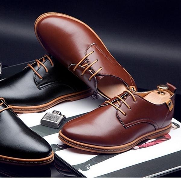 Premium Fashion Casual Pu Leather Men Business Shoes In Brown Black Blue Sizes 6-13