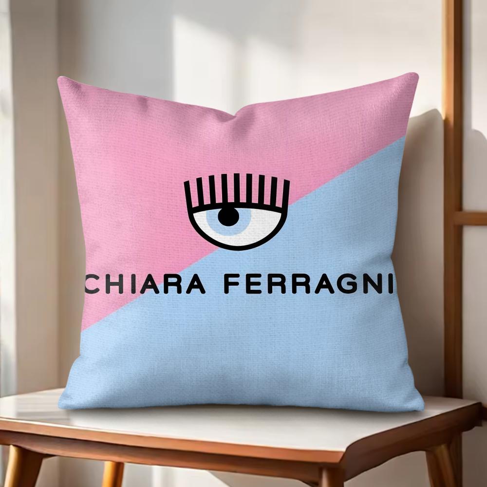 CChiara FFerragni Cushion Cover Natural Linen Organic Fabric DoubleSided Printing Couch Pillow Covers Home Decor