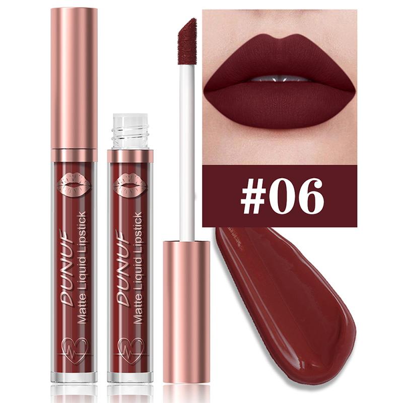 DUNUF 18 Farben Mattes Samt-Lippenstift Wasserdicht Langanhaltend Nude Matt Lipgloss Klar Feuchtigkeitsspendendes Lippenöl für Damen Make-up