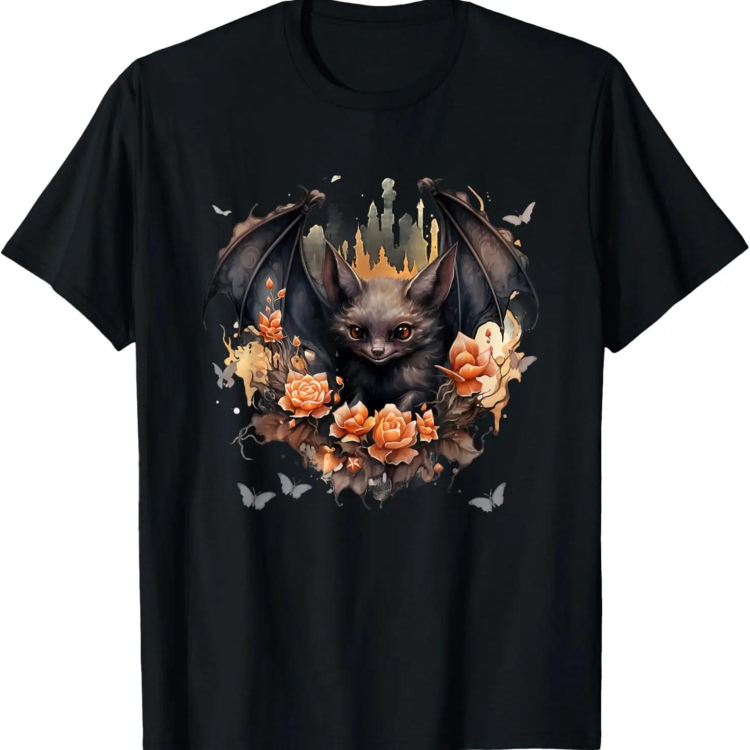 

Cute Bat With Flowers I Aesthetic Bat T-Shirt XXXXXL