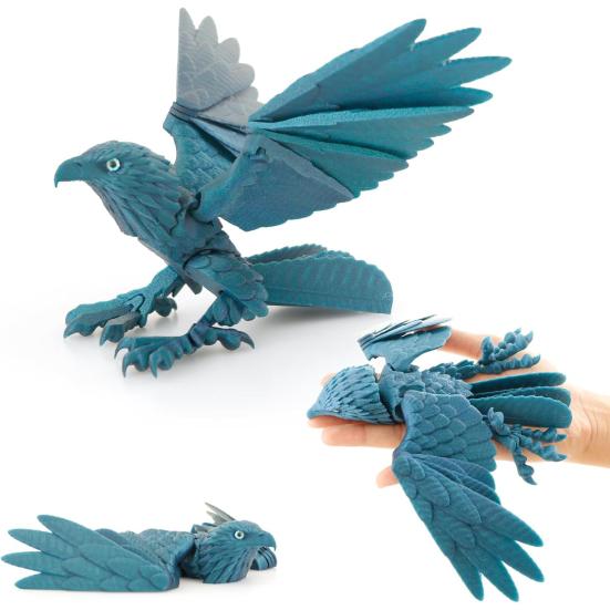 3D Printed Eagle Figurine Movable Joints Eagle Figure Model Toy Articulated Bird Figurine Home Office Bookshelf Desktop Decoration Ornament