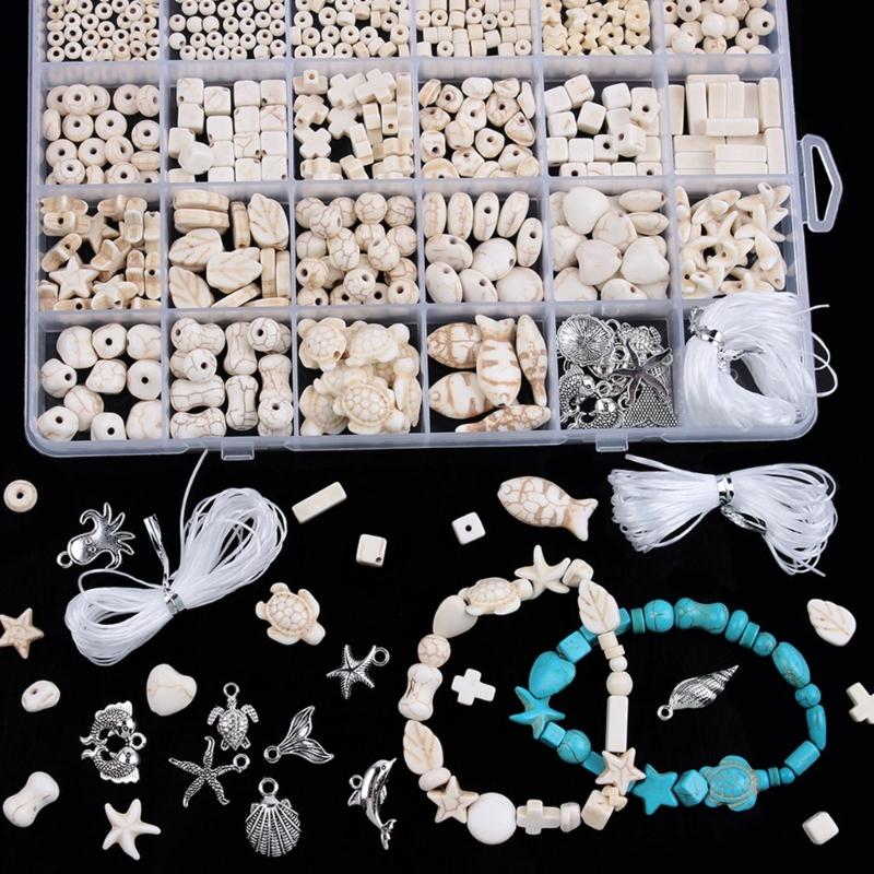 Synthetic Turquoise Loose Bead Collection for Necklace and Bracelet Jewelry Making Components Colorful Mixed Beads