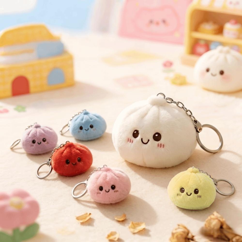Soft Fluffy Plush Squishy Keychain Plush Steamed Buns Keyring Party Gifts