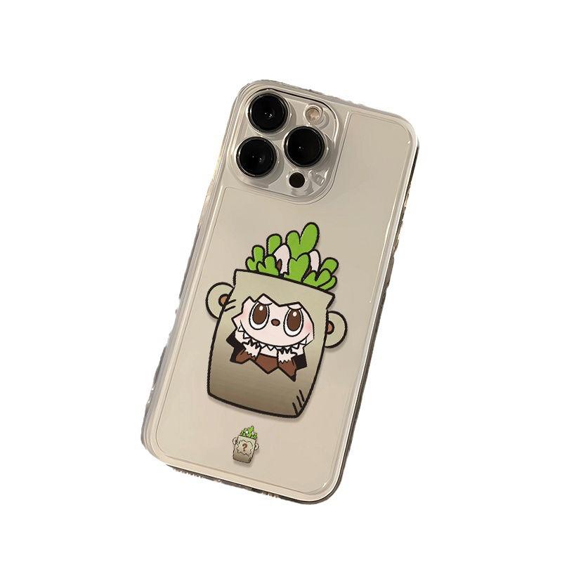 Labubu Cartoon Hand-Painted Phone Case for Apple 15 Pro Max/14 Plus/12/16/7 - Cute & Transparent