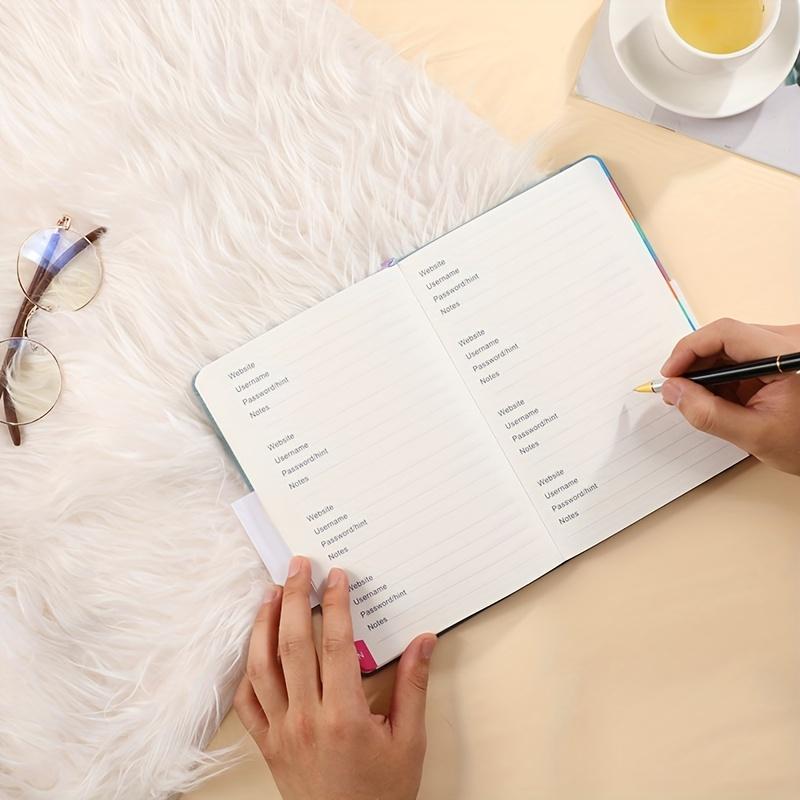 Caderno de senhas A5 com etiquetas alfabéticas Organizador de senhas para laptop para computador Endereço de internet Logins de sites Presentes de escritório