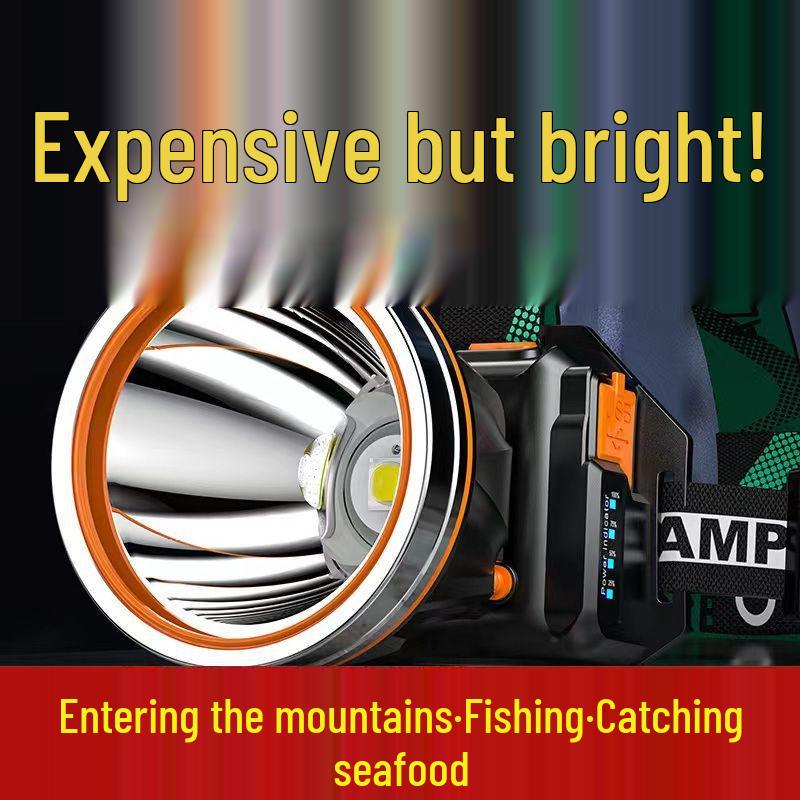 A1R Rechargeable Super Bright LED Headlamp - Induction-Sensing Outdoor Flashlight for Night Fishing and Mining