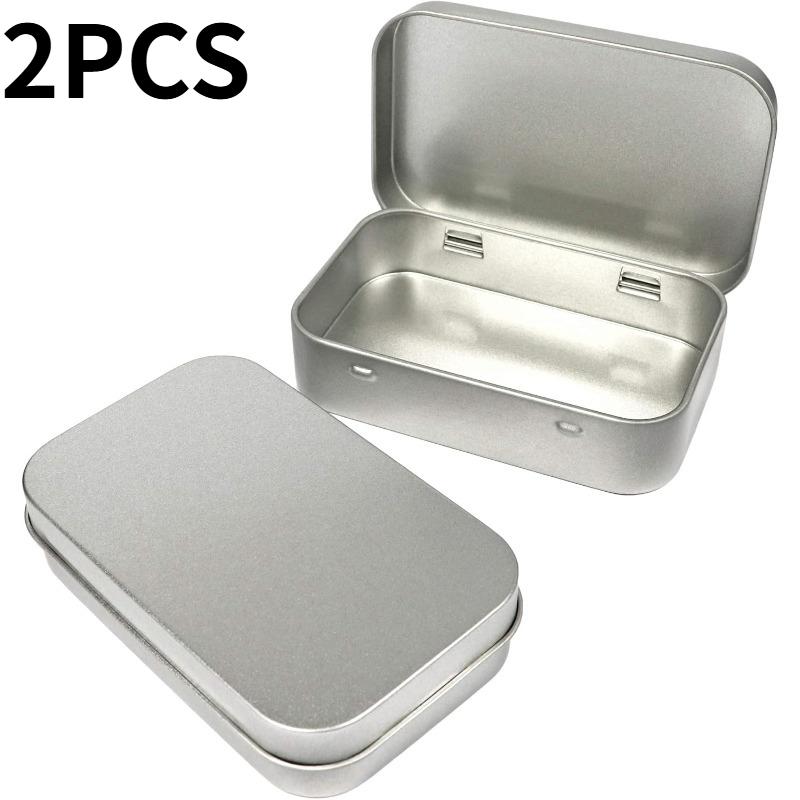 10Pc Silvery Metal Box Rectangular Multifunctional Storage Box Portable Cosmetic Organizer Candy Jewelry Pill Cases Mini Tin Box