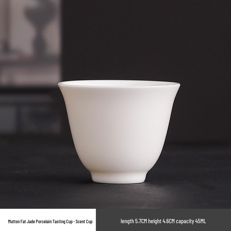 Dehua White Porcelain Mutton Fat Jade Teacup for Guest Entertaining - Kung Fu Tea Tasting Single Cup