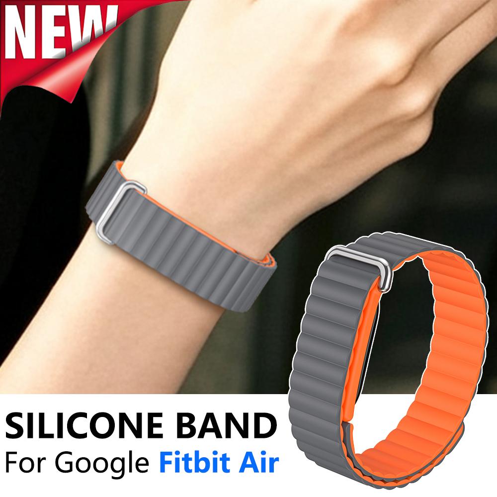 Silicone Loop Watch Band for Google Fitbit Air Soft Rubber Strap Magnetic Sports Bracelet Wristband for Women Men
