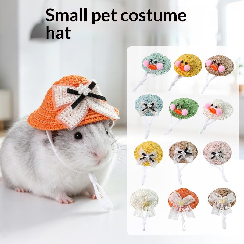 Cute Small Pet Crochet Hat Mini Pet Hamster Parrot Chipmunk Headwear For Hamster Guinea Pig Small Pet Decoration Accessories