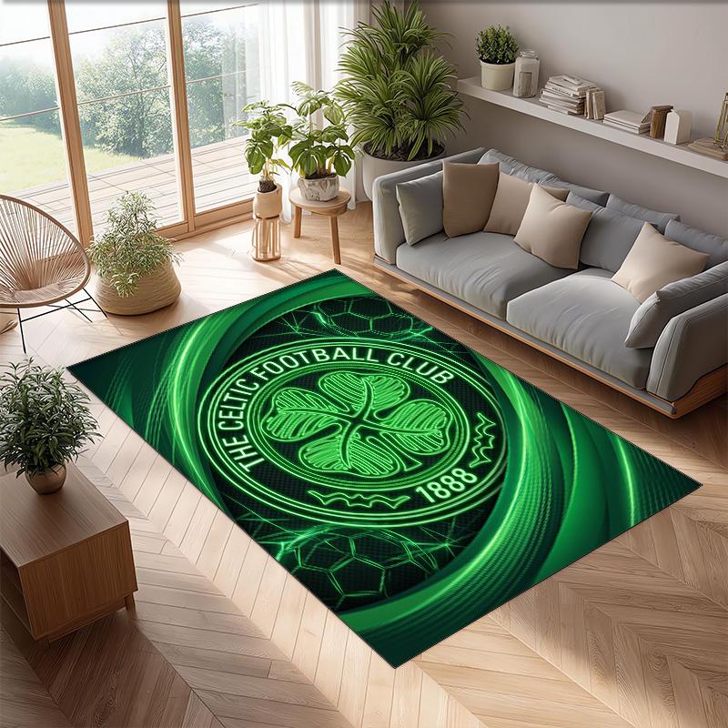 Tappeto Morbido Antiscivolo per Interni con Motivo Calcio Celtic FC, Tappetino Decorativo Sportivo per Camera da Letto