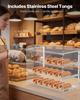 Bakery Display Case, 3-Tier Commercial Countertop Pastry Display Case, Clear Acrylic Bread Box for Kitchen, Party Cake Cabinet with Flip-Up Door for