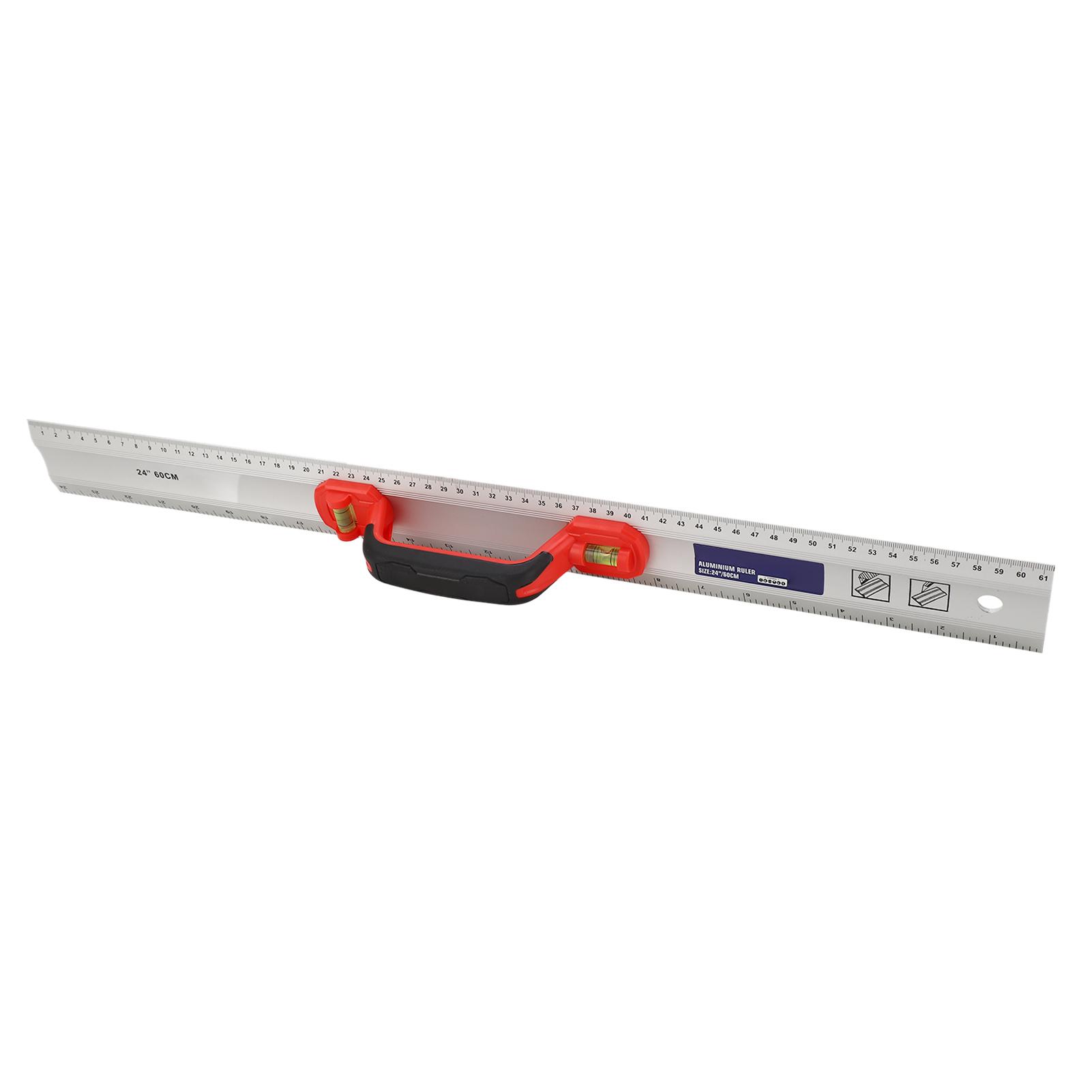 

Aluminum Straight Edge Ruler with Handle Bubble Metal Centimeter Inch for Cutting Multifunctional