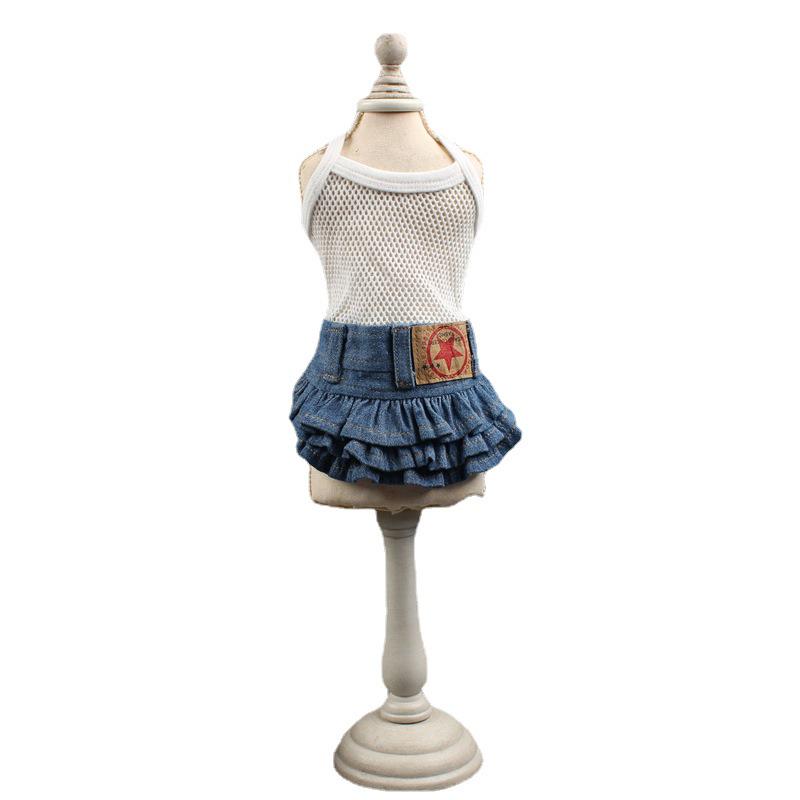 Pet Dog Denim Mesh Skirt: Cotton, Versatile, for Small Breeds