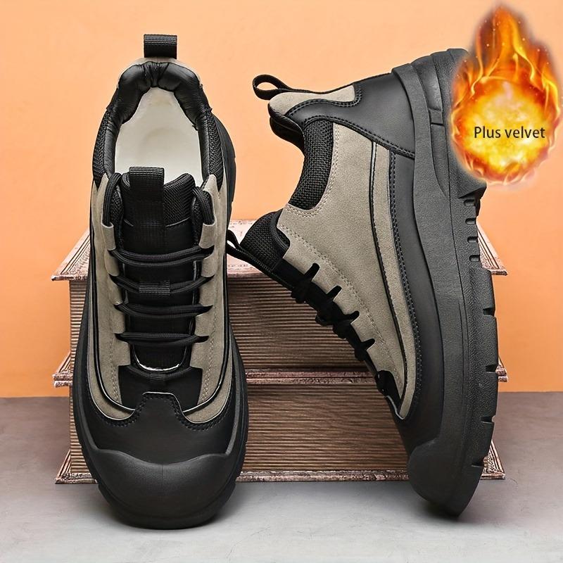 Fashionable and Versatile Snow Boots for Men, Winter Plush Warm High Top Cotton Shoes, Outdoor Non Slip Workwear Boots