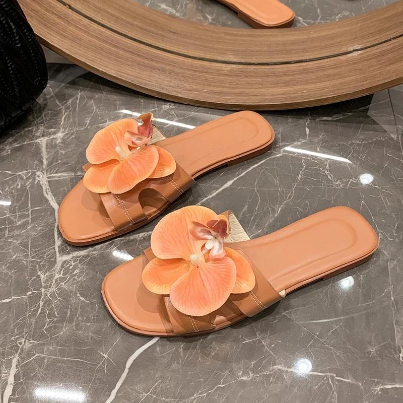 

Fashion Summer New Women s Slippers Fashion flower Women s Sandals Bathroom Slippers Banquet Party Women s Shoes slides women 42 оранжевый
