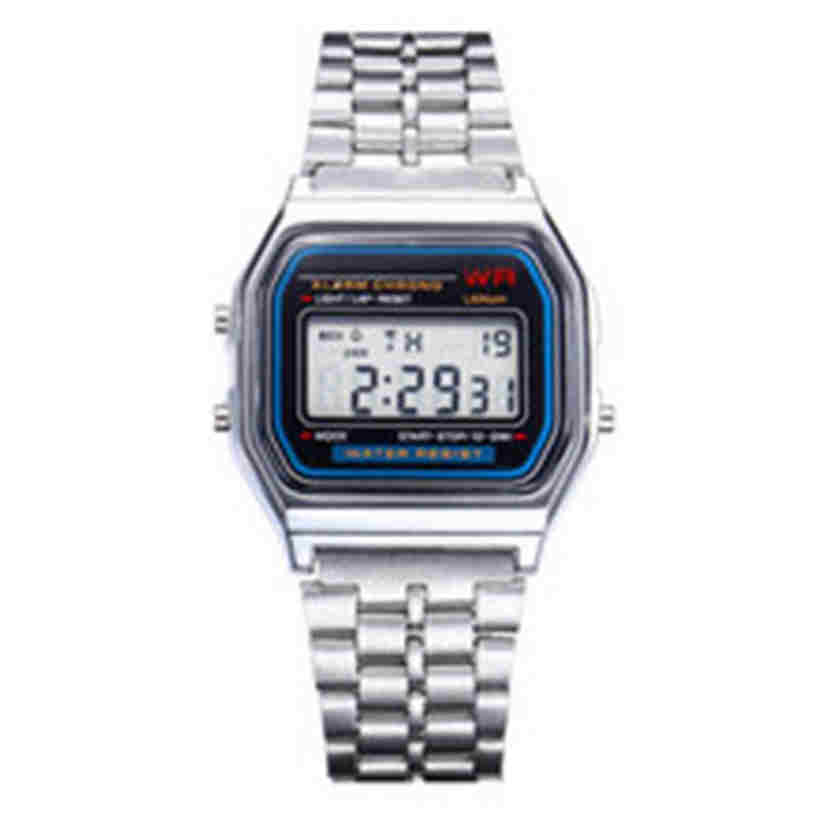 Fashion Unisex Watch Digital Display Waterproof Clock Square Dial Alarm Stopwatch