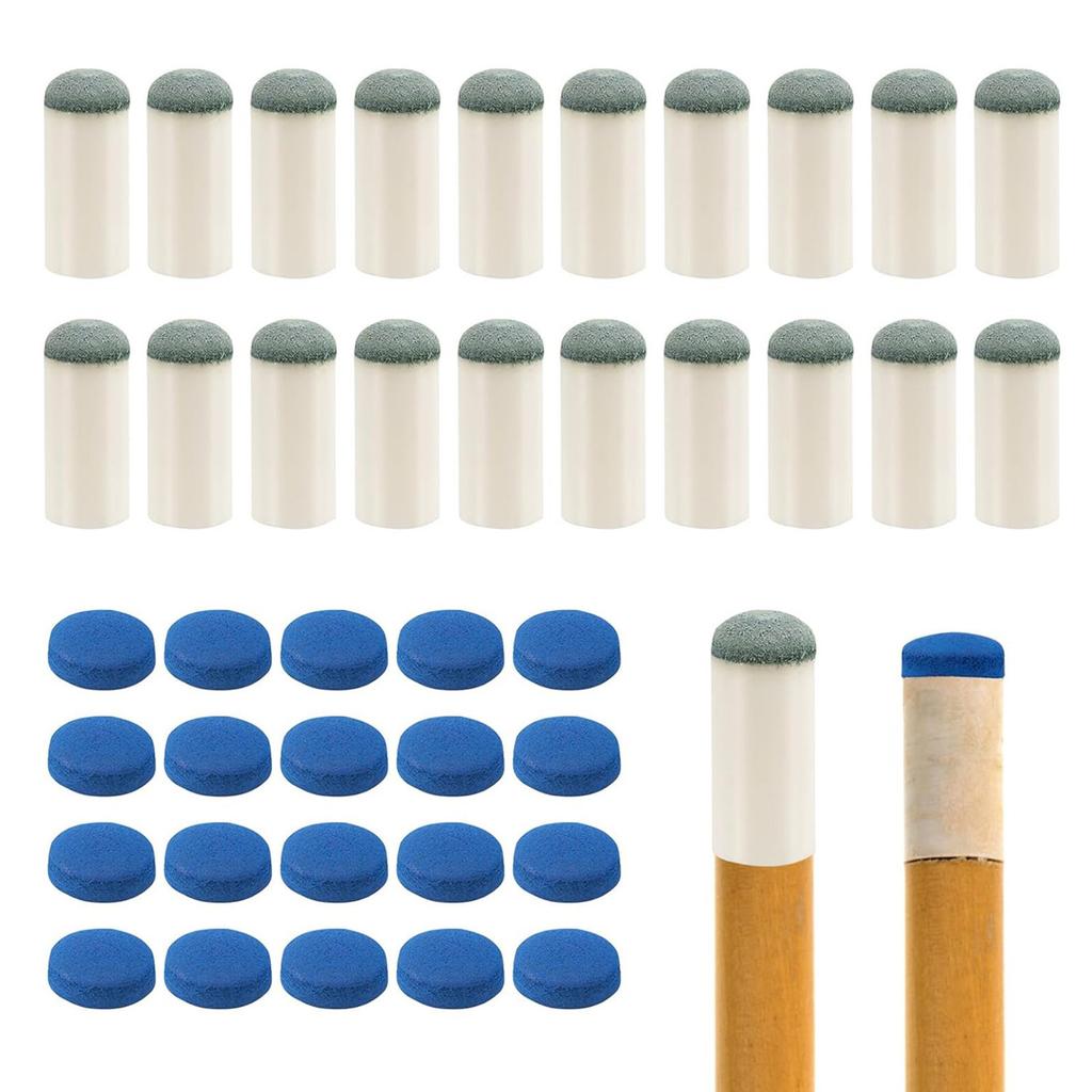 Pool Cue Tips Billiard Cue Tips 20 Sets Secure Fit Abrasion Proof 12mm Replacement Tips for Snooker Players Gray and Blue Plastic  