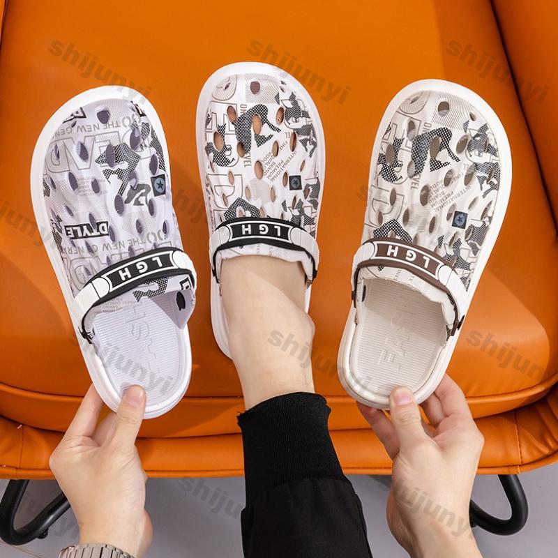 Men's Sandals Summer Non Slip Breathable Height Increase Soft Sole Beach Shoes Lightweight Comfortable Fashion Slip on Slippers