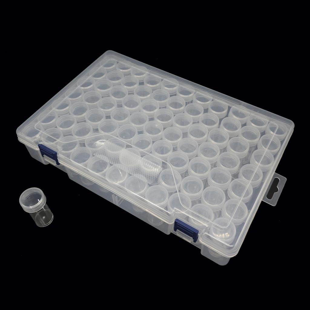 New 48 grid plastic round bottle diamond jewelry storage sub-bottling rice bead box 15 ml portable plastic small bottle Blue mouth box 48 round bottl
