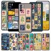 Vintage Stamp Puzzle Phone Case For Oppo A54 A53 A52 A15 A95 A16 A78 A79 A80 A98 4G Find X5 X6 Reno10 12 13 F Pro 5G Cover