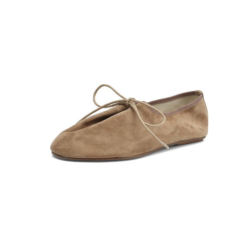 

2026 New Women Suede Shoes Fashion Round Toe Lace-up Loafers Flats Ladies Loafers Female Casual Trainers Street Flats 41
