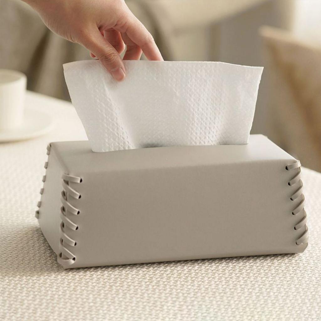 Practical Sturdy PU Leather Napkin Holder Decorative Tissue Case Convenient for Bedroom and Bathroom Decoration