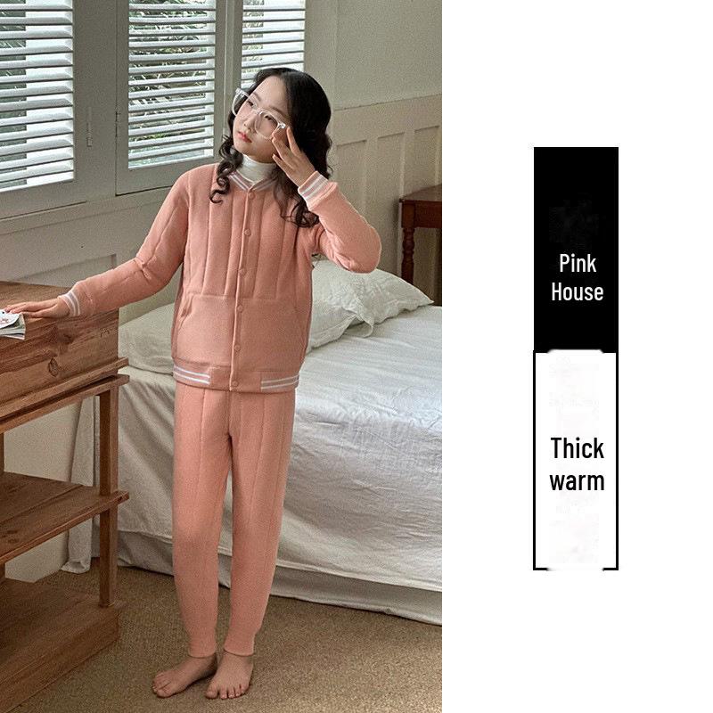 

Детский теплый комплект школьной формы: Штаны и пальто из хлопка на подкладке с плюшевой подкладкой для мальчиков 120 розовый