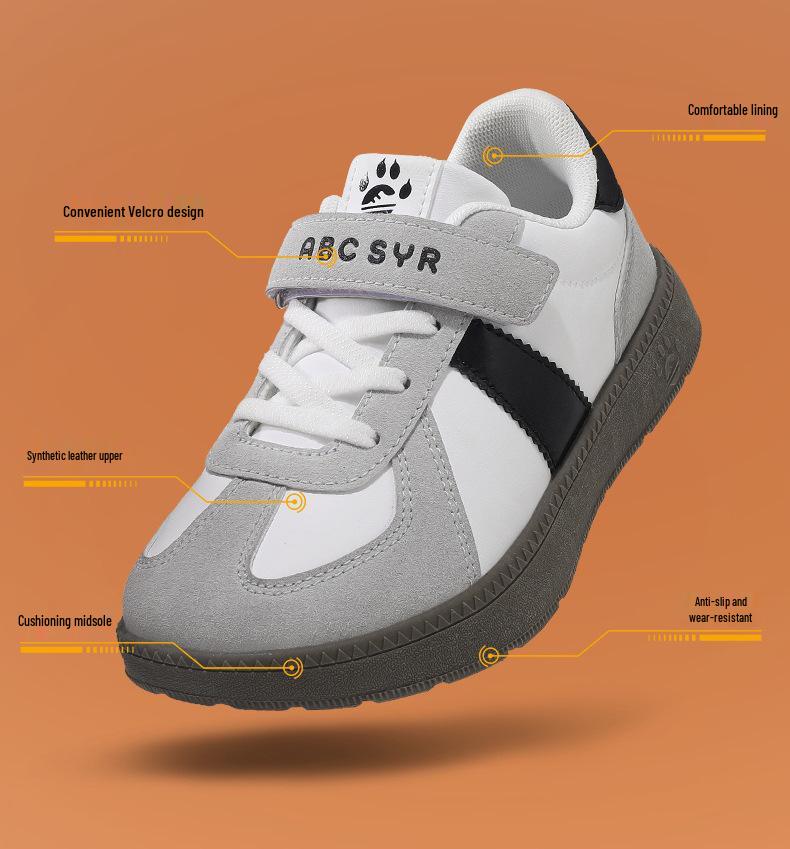 Boys' and Girls' 2026 Casual Wide Toe Leather Sneakers for Spring & Autumn
