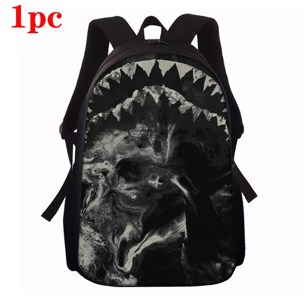 1/2/3/4/5PCS Trendy Shark Graphic Backpack Set | Perfect for School & Daily Adventures