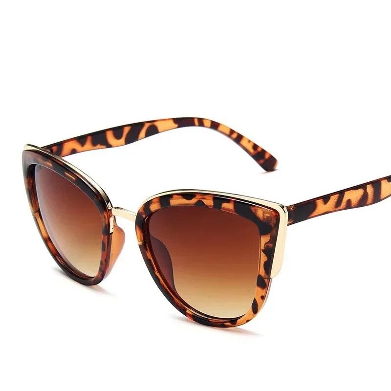 Lunettes de soleil œil de chat vintage de marque pour femme Rétro Conduite Cadre rond en métal Lunettes de soleil pour femme Miroir UV400