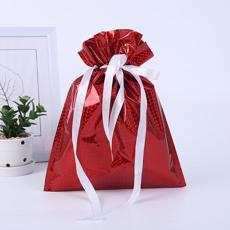 Portable Ribbon Drawstring Christmas Gift Bag Bundle Pocket Food Grade Aluminum Foil Candy Bag Christmas Jewelry Storage Bags