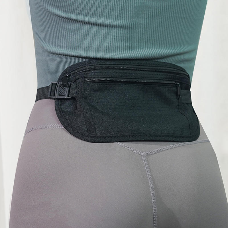 Unisex Travel Waist Pouch Passport Money Belt Bag Hidden Security Wallet Black Zippered Waist Security Pouch
