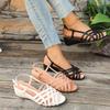 Fashion Women's Shoes 2025 Summer Wedges Women's Sandals Casual Roman Sandals Women Open Toe Hollow Shoes Ladies New Buckle Sandalias